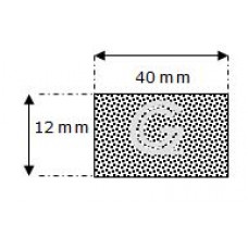 Rectangular sponge rubber cord | 12 x 40 mm| roll 25 meter